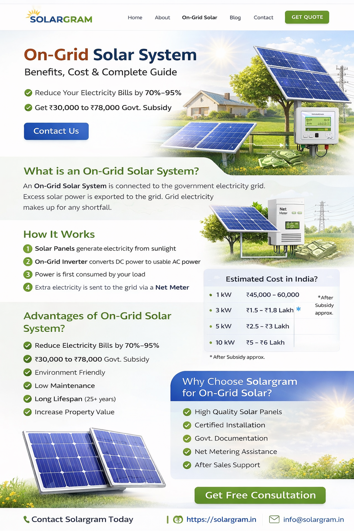 What is an On-Grid Solar System? | Benefits, Cost & Complete Guide